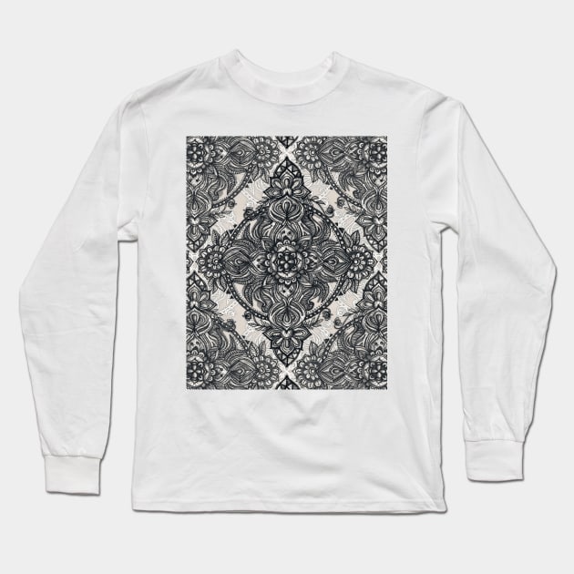 Charcoal Lace Pencil Doodle Long Sleeve T-Shirt by micklyn